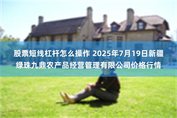 股票短线杠杆怎么操作 2025年7月19日新疆绿珠九鼎农产品经营管理有限公司价格行情