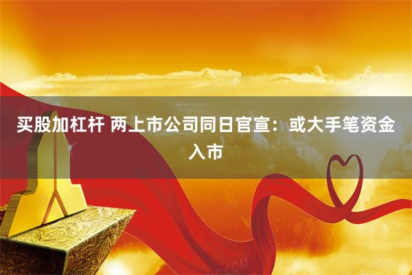 买股加杠杆 两上市公司同日官宣：或大手笔资金入市