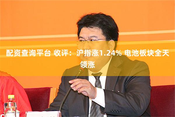 配资查询平台 收评：沪指涨1.24% 电池板块全天领涨