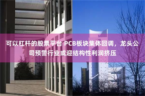 可以杠杆的股票平台 PCB板块集体回调，龙头公司预警行业或迎结构性利润挤压