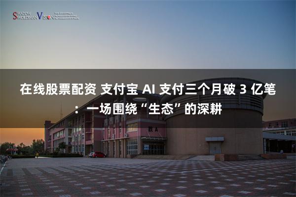 在线股票配资 支付宝 AI 支付三个月破 3 亿笔：一场围绕“生态”的深耕