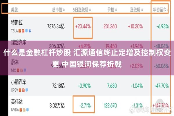 什么是金融杠杆炒股 汇源通信终止定增及控制权变更 中国银河保荐折戟