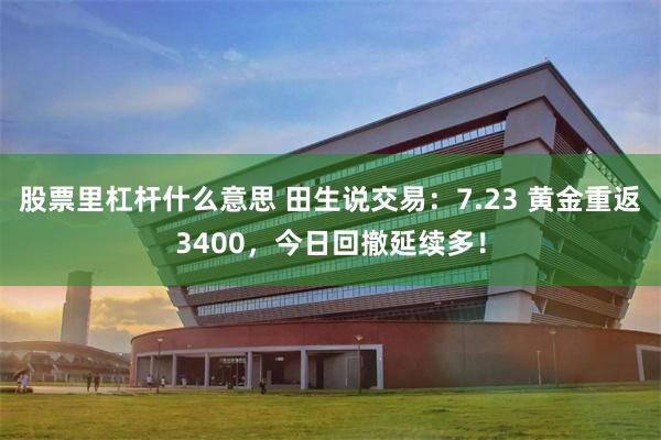 股票里杠杆什么意思 田生说交易:7.23 黄金重返3400,今日回撤延续多!