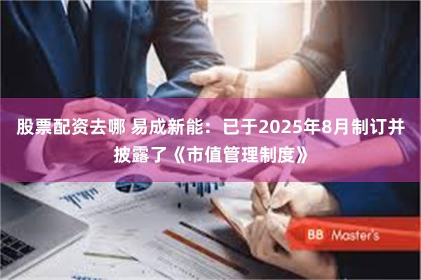 股票配资去哪 易成新能：已于2025年8月制订并披露了《市值管理制度》