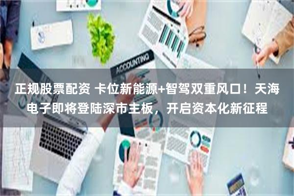正规股票配资 卡位新能源+智驾双重风口！天海电子即将登陆深市主板，开启资本化新征程