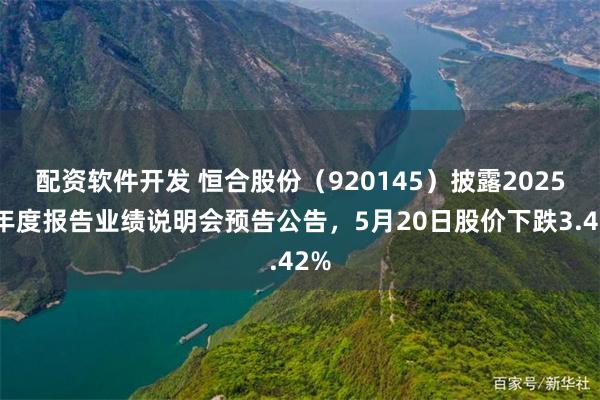 配资软件开发 恒合股份（920145）披露2025年年度报告业绩说明会预告公告，5月20日股价下跌3.42%