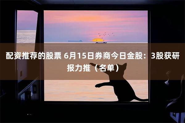 配资推荐的股票 6月15日券商今日金股：3股获研报力推（名单）