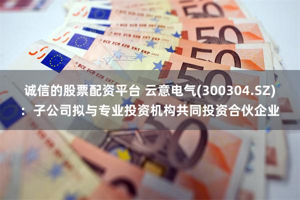 诚信的股票配资平台 云意电气(300304.SZ):子公司拟与专业投资机构共同投资合伙企业