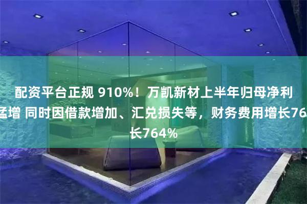配资平台正规 910%！万凯新材上半年归母净利润猛增 同时因借款增加、汇兑损失等，财务费用增长764%