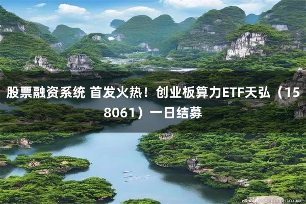 股票融资系统 首发火热！创业板算力ETF天弘（158061）一日结募